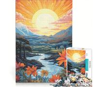 Puzzle de 1000 pièces pour Adultes Paysage Vibrant avec rivière et Fleurs Jeu de Construction Interaction Parent-Enfant renforce Les Liens d'amour Entre Les Couples 50x75cm
