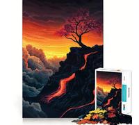 Puzzle de 1000 pièces pour Adultes : Paysage volcanique au Coucher du Soleil Jeu de réflexion Stimulant grâce à Une Technologie de découpe Laser avancée Un défi Amusant pour Passer Le Temps (50x75cm)