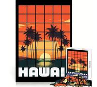 Puzzle de 1000 pièces pour Adultes Paysage Zen hawaïen au Coucher du Soleil Découpe précise Jeu Stimulant l'esprit Moment de détente Scène de Noël (50x75cm)