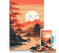 Puzzle de 1000 pièces pour Adultes,paysages Japonais Vintage,idéal pour stimuler l'esprit,sans bavures,pièces nettes et découpées,activité conviviale et chaleureuse (38x52cm)