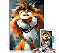Puzzle de 1000 pièces pour Adultes Peinture à l'huile représentant Un Lion Souriant Défi Difficile Bon Cadeau 38x26cm