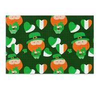 Puzzle de 1000 pièces pour adultes - Peinture d'animaux à fleurs - Puzzle personnalisé - Leprechauns trèfle vert amusant - 75 x 50 cm