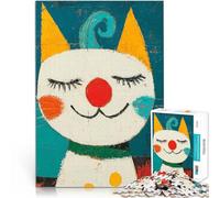Puzzle de 1000 pièces pour Adultes Peinture de Chat Souriant Jouets éducatifs d'apprentissage Renforcer l'amour Entre Les Couples 26x38cm