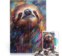 Puzzle de 1000 pièces pour Adultes Peinture de Paresseux Jeu Familial Anti-Stress Défi Difficile Idées Cadeaux 38x26cm