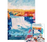 Puzzle de 1000 pièces pour Adultes Peinture des Chutes du Niagara Jeu Relaxant et éducatif Jouet Stimulant Cadeau de Père Noël Secret Analyse et logique (Taille 38x26cm)