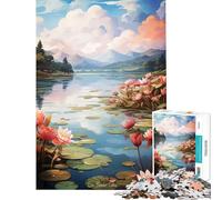 Puzzle de 1000 pièces pour Adultes Peinture sur Le thème du lac et des Cinq Fleurs Activités Amusantes à Faire en Famille à la Maison Jeu Impossible pour Les 14 Ans et Plus Jeu de Puzzle proposé