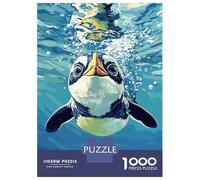 Puzzle De 1000 Pièces pour Adultes Penguin Swimming Underwater Puzzle pour Adultes Jeux Relaxants Améliorent La Mémoire Jeu Stimulant Cadeaux 52x38cm/1000pcs