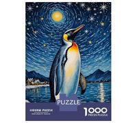 Puzzle De 1000 Pièces pour Adultes Penguin Under Starry Sky Puzzles pour Adultes Jeux De Famille Découpe De Précision Cadeaux Uniques d'anniversaire Et De Noël 38x26cm/1000pcs