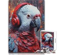 Puzzle de 1000 pièces pour Adultes - Perroquet Gris d'Afrique - Jeu éducatif - Activités familiales - Idée Cadeau de Noël Secret - Dimensions : 50x75cm