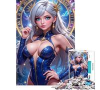 Puzzle de 1000 pièces pour Adultes Personnage d'anime avec Horloge céleste en arrière-Plan Jeu de Puzzle à Monter soi-même Décoration Murale Cadeau Unique pour Anniversaire et Noël (38x26cm)