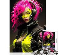 Puzzle de 1000 pièces pour Adultes Personnage féminin Cyberpunk Jeu de réflexion Cadeau d'anniversaire pour Toute la Famille (38x26cm)