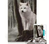 Puzzle de 1000 pièces pour Adultes - Petit Loup Blanc sur Un Arbre Jouet à Monter soi-même Interaction Parent-Enfant Collection d'artistes Beaux-Arts 50x75cm