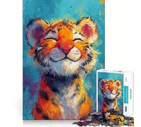 Puzzle de 1000 pièces pour Adultes Petit Tigre Heureux,décoration élégante,activité cérébrale Amusante,Moment de détente,Cadeau de Loisirs Festif (50x75cm)