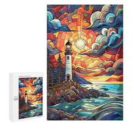 Puzzle de 1000 pièces pour Adultes - Phare au Coucher du Soleil - Magnifique Paysage - Jeu Amusant de Cherche et Trouve - Jouet de Voyage pour Enfants et Tout-Petits - 50 x 70 cm