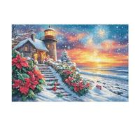 Puzzle De 1000 Pièces pour Adultes Phare Coucher de Soleil 1000 PCS 75x50cm Idée Cadeau D'emménagement Décoration Murale Élégante pour Maison Nouvelle Cadeau