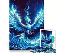 Puzzle de 1000 pièces pour Adultes Phénix Bleu renaissant,décoration soignée,Jeu cognitif Amusant,Jeu de Paix,activité d'anniversaire (38x26cm)