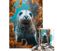 Puzzle de 1000 pièces pour Adultes Phoque Curieux Jouet sous-Marin Jeu éducatif Jeu Pratique d'analyse et de logique Cadeau Amusant (Dimensions 38x26cm)