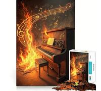 Puzzle de 1000 pièces pour Adultes Piano en feu avec Notes de Musique Pièces aux découpes nettes Jeu de réflexion et de Calme Scène de Noël Artistique (38x26cm)