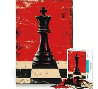 Puzzle de 1000 pièces pour Adultes,pièce d'échecs Reine Noire,Ajustement Parfait,Jeu de réflexion, pour se détendre,Jeu Amusant pour Un Anniversaire (38x26cm)