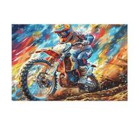 Puzzle De 1000 Pièces pour Adultes Pilote de Motocross Galaxie Coucher de Soleil 75x50cm Cadeau De Saint-Valentin pour Couples Activité De Liens Amusante Expérience Assemblage Fluide