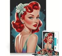 Puzzle de 1000 pièces pour Adultes Pin-up rousse en Robe dégradée Renforce la mémoire, apaise l'esprit, qualité, Surprise chaleureuse (38x26cm)
