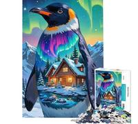 Puzzle de 1000 pièces pour Adultes Pingouin Hiver aurores boréales Activités Amusantes à la Maison Décoration Artistique Jeux relaxants Convient aux 14 Ans et Plus (50x75cm)