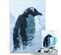 Puzzle de 1000 pièces pour Adultes Pingouins à Double Exposition Jeu de Construction améliore la mémoire Cadeau Unique pour Un Anniversaire ou Noël 38x52cm