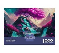Puzzle De 1000 Pièces pour Adultes Pink Magical Tree Waterfal Puzzle Jeux Relaxants Décoration Intérieure Cadeaux Uniques d'anniversaire Et De Noël 38x26cm/1000pcs