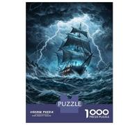 Puzzle De 1000 Pièces pour Adultes Pirate Ship in Stormy Sea Puzzle Anti-Stress, Difficile, Cadeau Unique pour Un Anniversaire Ou Noël 38x26cm/1000pcs