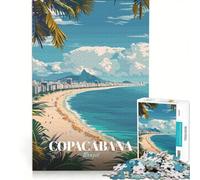 Puzzle de 1000 pièces pour Adultes, Plage de Copacabana, Brésil, Jeu éducatif, Difficile et Stimulant, Cadeau de Noël ou d'anniversaire 50x75cm