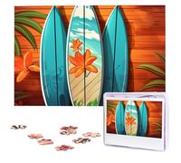 Puzzle de 1000 pièces pour adultes - Planche de surf sur bois - Puzzle photo en bois - Cadeaux pour la famille - Décoration murale - Puzzle en bois personnalisé - 75 x 50 cm