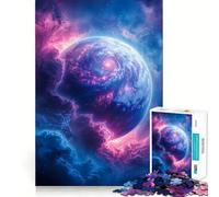 Puzzle de 1000 pièces pour Adultes,planète Cosmique Bleue et Violette,pièces aux découpes nettes,activité cérébrale stimulante,Moment de détente et de Divertissement,Cadeau Artistique d'anniversaire