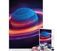 Puzzle de 1000 pièces pour Adultes Planète Saturne Décoration Murale colorée pour Un Anniversaire Jeu Familial Stimulant et Anti-Stress Dimensions 38x52cm