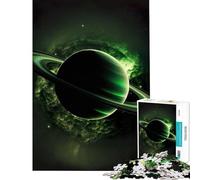 Puzzle de 1000 pièces pour Adultes Planète Saturne Verte Jeu éducatif Cadeau d'anniversaire Décoration Parfaite (Dimensions 38x26cm)