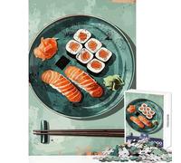 Puzzle de 1000 pièces pour Adultes Plateau de sushis avec Baguettes Jouet éducatif Cadeau d'anniversaire Amusant avec Poster et fiche de Questions Assortis Dimensions 38x26cm