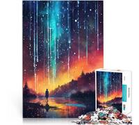 Puzzle de 1000 pièces pour Adultes Pluie Bleue Magique Réduction du Stress intéressante avec Affiche et Feuille de Questions correspondantes 52x38cm
