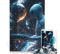 Puzzle de 1000 pièces pour Adultes Poignée de Main Entre Un Astronaute et Un Extraterrestre, Jeux de détente, pour s'amuser en Famille, Collection d'artistes, Beaux-Arts 38x52cm