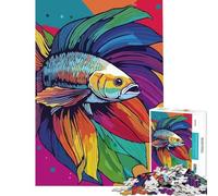 Puzzle de 1000 pièces pour Adultes Poisson Betta coloré Art numérique Activités Amusantes à la Maison Cadeaux pour Femmes Jeux familiaux Convient aux Personnes de 14 Ans et Plus 50x75cm