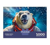 Puzzle De 1000 Pièces pour Adultes Polar Bear Astronaut in Space Puzzles pour Adultes - Jeu De Réflexion Amusant Et Humoristique, Difficile Et Stimulant 52x38cm/1000pcs