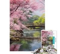 Puzzle de 1000 pièces pour Adultes Pont au Japon Jeu de Puzzle Manuel Assemblage du modèle Cadeau d'anniversaire Unique et Original (Dimensions 38x52cm)