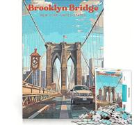 Puzzle de 1000 pièces pour Adultes Pont de Brooklyn, New York, Jeu de réflexion, découpe de précision, Collection d'artistes, Beaux-Arts 38x26cm