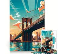 Puzzle de 1000 pièces pour Adultes,Pont de Brooklyn,Style Vintage,découpe soignée,Jouet de réflexion et d'entraînement,Jeu de Loisirs,Cadeau Festif (38x26cm)
