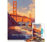 Puzzle de 1000 pièces pour adultes Pont du Golden Gate au crépuscule Jeu d'articulation fin et amusant Défi intelligent Jeu calme et divertissant Cadeau d'anniversaire idéal pour les loisirs (50x75cm)