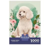 Puzzle De 1000 Pièces pour Adultes Poodle Floral Portrait Jeu De Réflexion Casse-tête Décoration Intérieure Cadeaux Uniques d'anniversaire Et De Noël 70x50cm/1000pcs