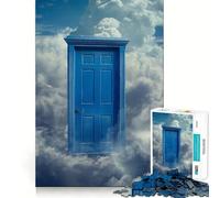 Puzzle de 1000 pièces pour Adultes Porte Bleue,Ciel Nuageux,Bords Parfaits,Jeu de réflexion,Jeu de détente,Illustration de Noël (50x75cm)