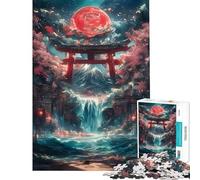 Puzzle de 1000 pièces pour Adultes Porte Torii et Cascade Jeu Familial Modèle à Assembler Défi à relever (Dimensions 38x26cm)