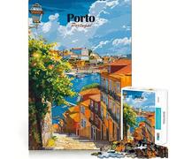 Puzzle de 1000 pièces pour Adultes,Porto,Portugal,Affiche de Voyage,découpe Nette,Art,défi Intelligent,Jeu Amusant pour Passer Le Temps,décoration Murale de Noël (38x52cm)