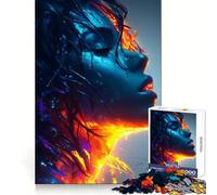 Puzzle de 1000 pièces pour Adultes, Portrait Abstrait Bleu et Orange, idéal pour développer Les capacités cognitives, apaiser l'esprit et s'amuser Solide et Amusant Cadeau de Noël (38x52cm)