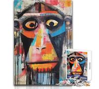 Puzzle de 1000 pièces pour Adultes - Portrait Abstrait de babouin - Jeu intellectuel Amusant et Original - Cadeau d'anniversaire - Dimensions : 38x52cm