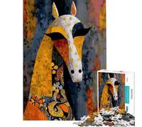 Puzzle de 1000 pièces pour Adultes Portrait Abstrait de Cheval avec Motifs Floraux Jeu de Puzzle Relaxant pour Adultes Décoration Parfaite Cadeau d'anniversaire et Cadeau Unique (Dimensions 50x75cm)